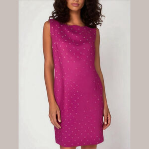 Sleeveless Fuchsia Polka Dot Midi Dress
